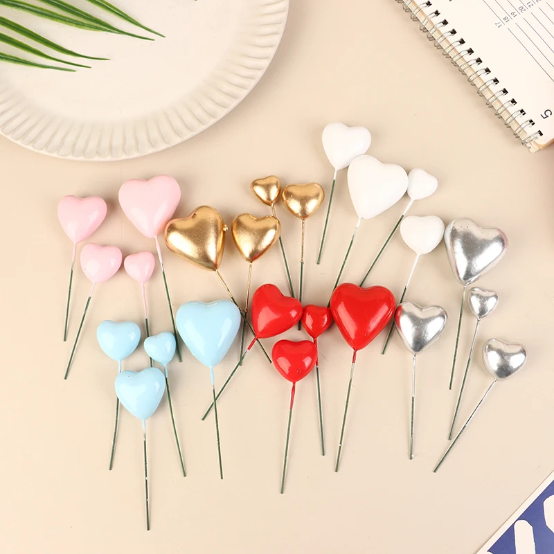 20Pcs Heart Shape Cake Ball Toppers Boho Birthday Foam Glitter Balls Cake Topper For Baby Shower Wedding Party Cake Decorations