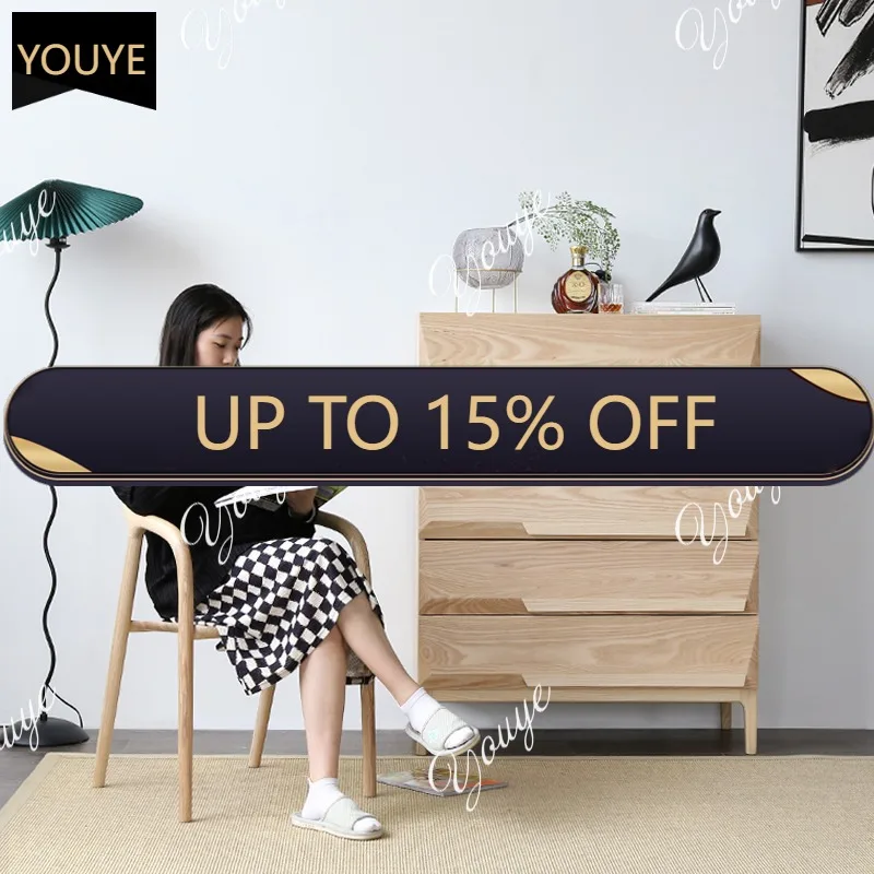 

SX Log Chest Of Drawers Japanese-style Simple Modern Log Color Dining Side Cabinet Ash Wood Complete Solid Wood Storage Locker