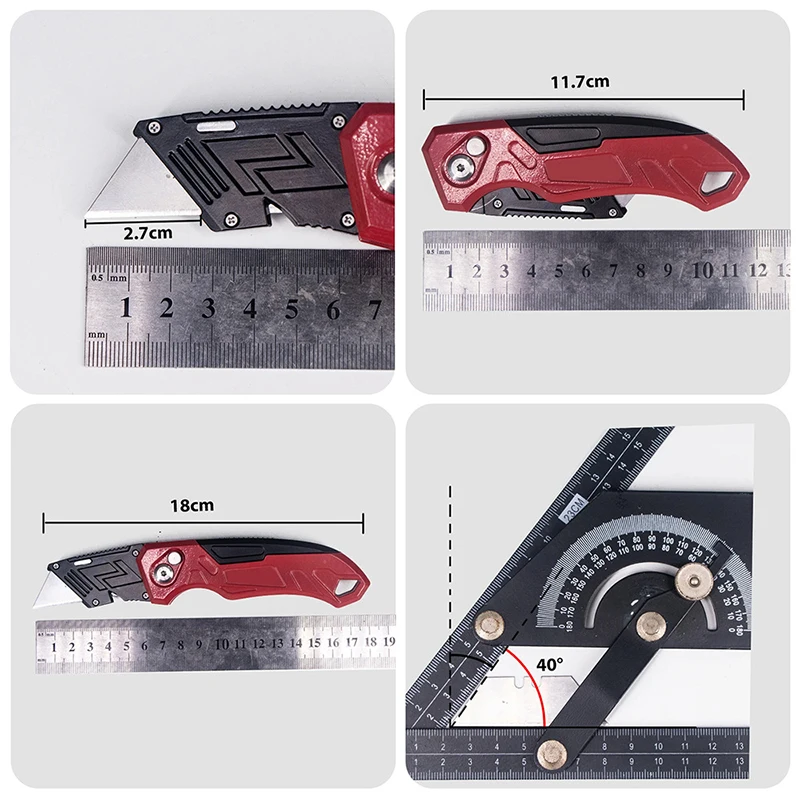 Folding Utility Knife Box Cutter 3-Position Blades Blade Storage Design With Extra 3 Blades Box Knife For Cartons Hand Tools