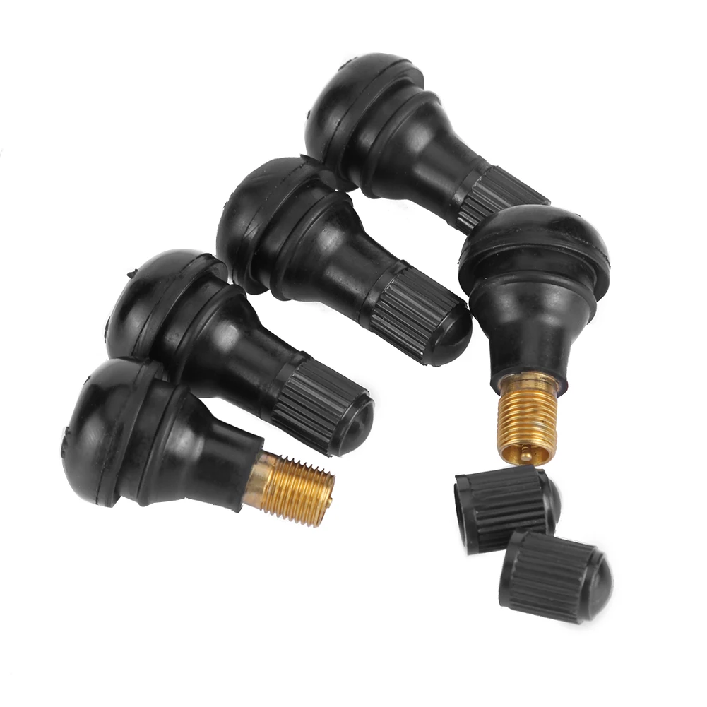 10/25 قطعة TR412 لايحتاج سيارة عجلة الاطارات صمام ينبع مع قبعات الإطارات المطاط صمامات مع قبعات الغبار صمام مطاطي أسود ينبع