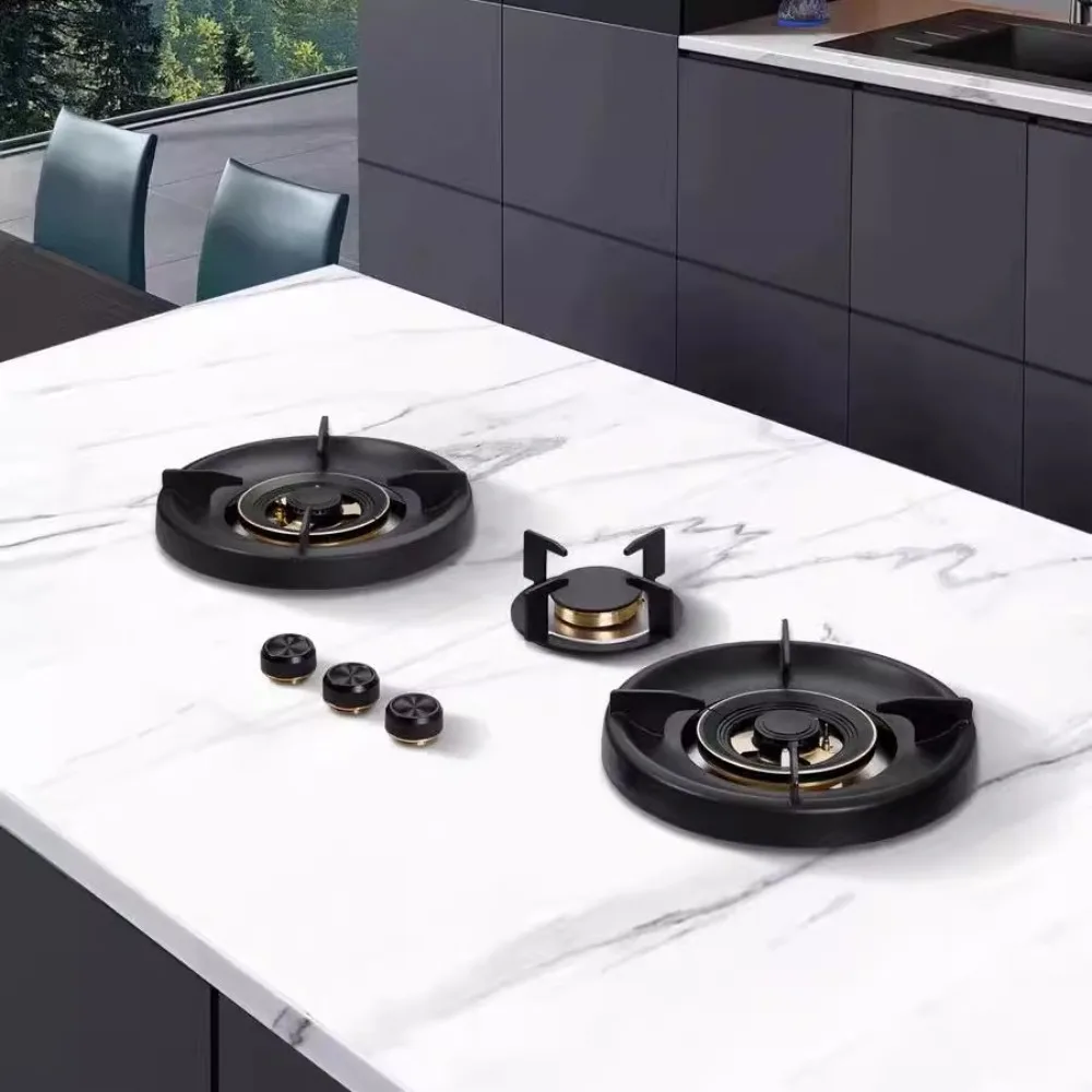 Household fully embedded hidden gas stove integrated under the table rock slab embedded stove