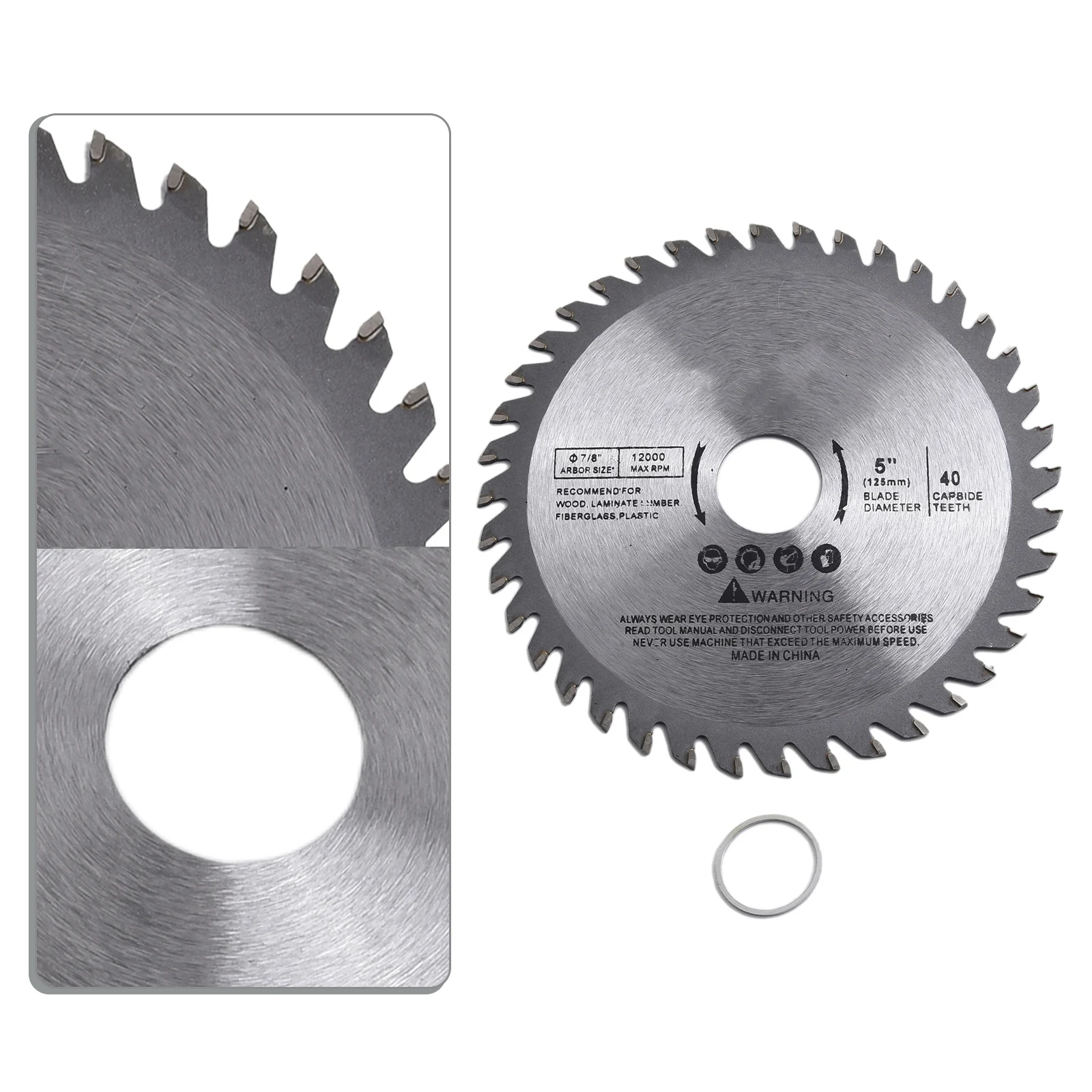 5 Inch Table Cutting  Disc Carbide Circular  Saw Blade 1" Bore 40 Teeth Max  RPM 5,500 For Wood  Plastic Metal Cutting Tools
