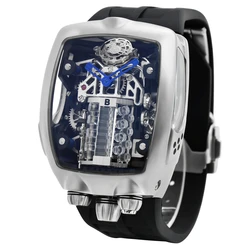 High end hot selling luxury men watches stainless steel case and silicone strap stainless steel automatic watch