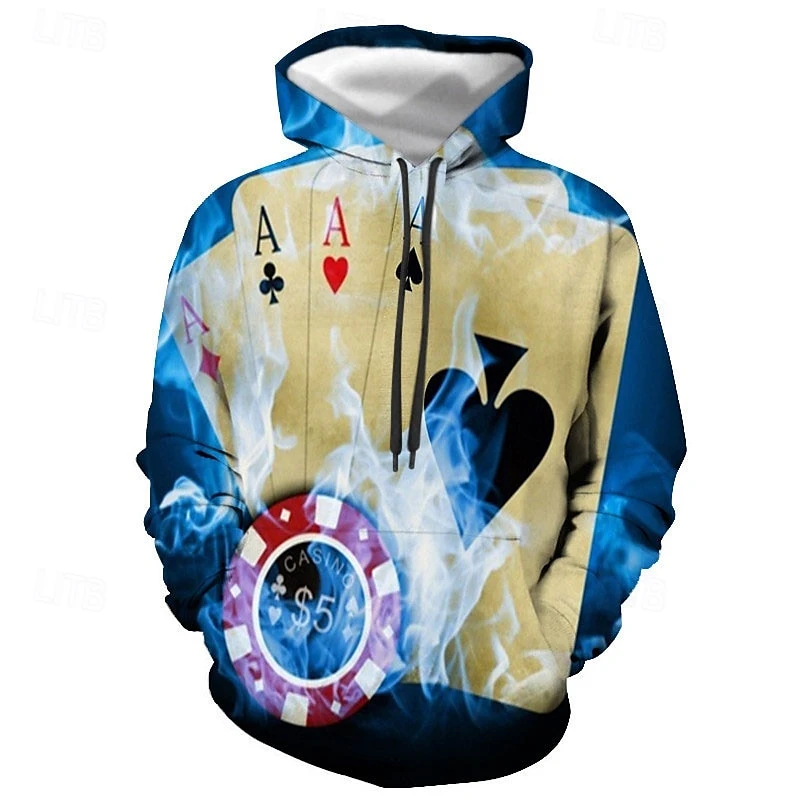 Tendência poker gráficos hoodie moda outono manga longa dos homens legal 3d impresso hoodies solto streetwear personalização camisolas