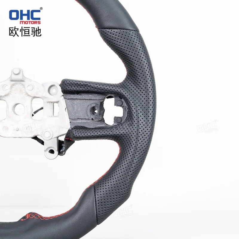 For JEEP Wrangler full-leather steering wheel modification and upgrade with red stitching, For sports model