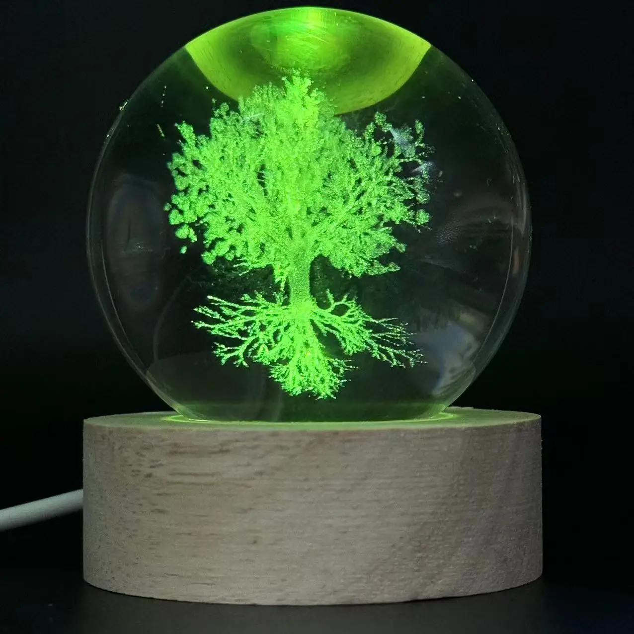 1pc,3D laser engraving tree of life night light, with colored light wood lamp holder, home decoration decoration, suitable for h