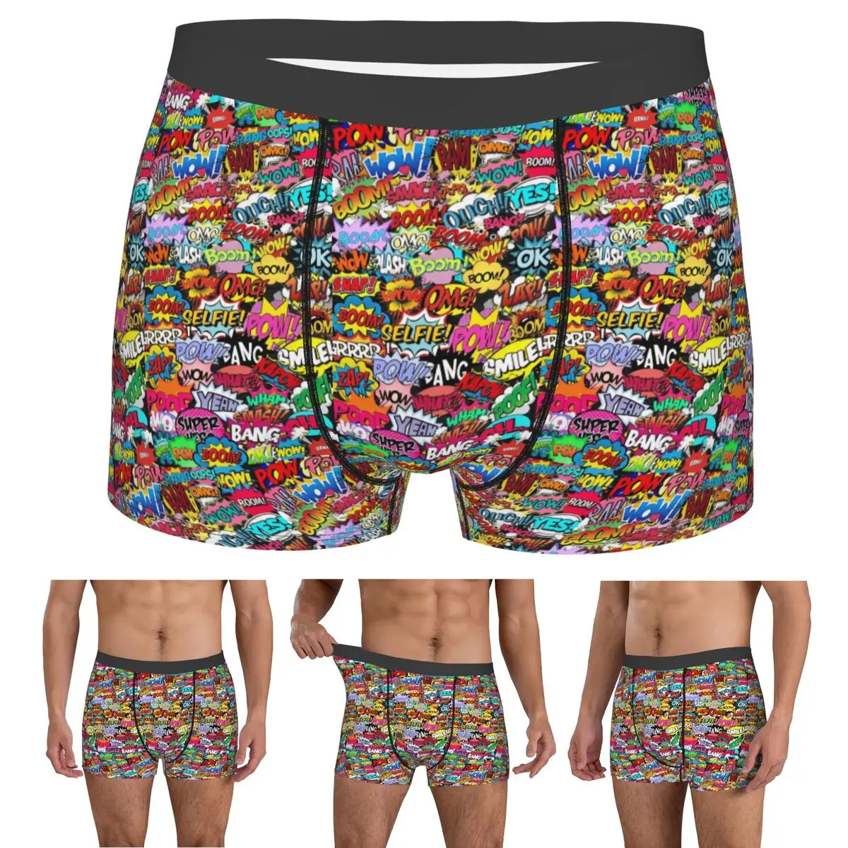 Boxer Underpants Shorts Fun Street Graffiti Comic Pop Art Panties Male Breathable Underwear for Homme Man Boyfriend Gift