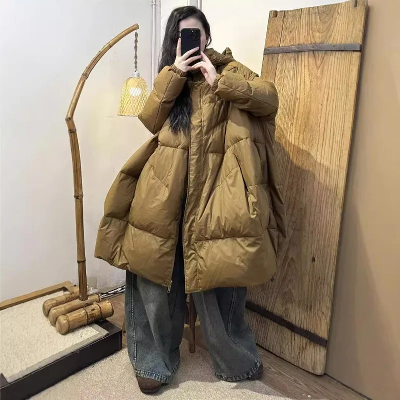 Women's Winter New White Duck Down Coat Warm Casual Versatile Designer Hooded A-Line Thickened Down Jacket Women Jacket