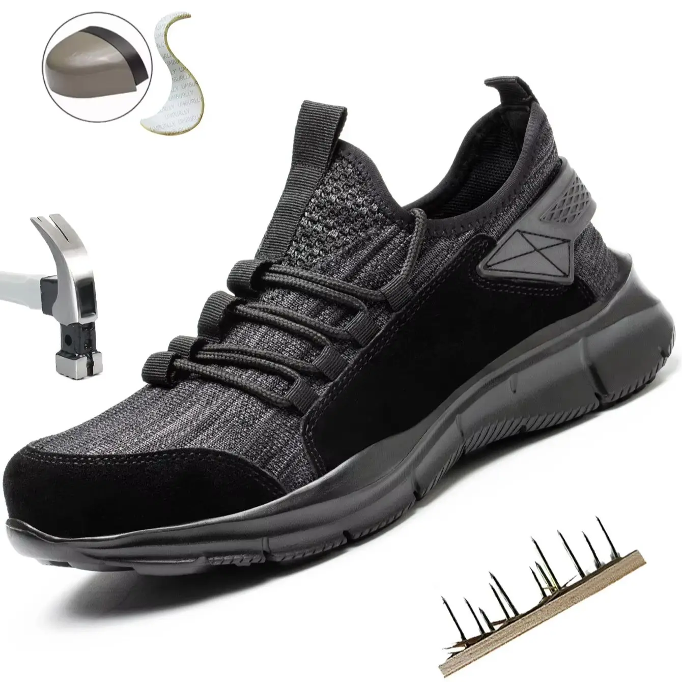 Work Sneakers Men Safety Shoes Construction Steel Toe Work Shoes  Lightweight Safety Boots Anti-Puncture Working Sneakers Kevlar