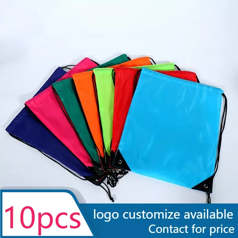 

10pcs Printed Drawstring Backpacks in Multiple Colors - Gym and Shoulder Bags for Girls and Women logo customize available