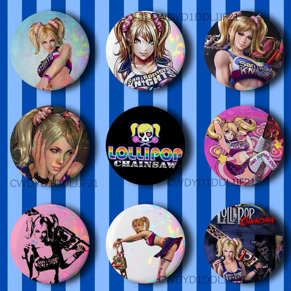 L-Lollipop Chainsaw Game Badge Brooch Figure Lapel Pins Clothes Backpack Fashion Cute Collection Decoration Display