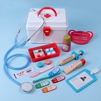 Wooden Pretend Play Doctor Educational Toys for Children Medical Simulation Medicine Chest Set for Kids Role Playing Pretend Toy