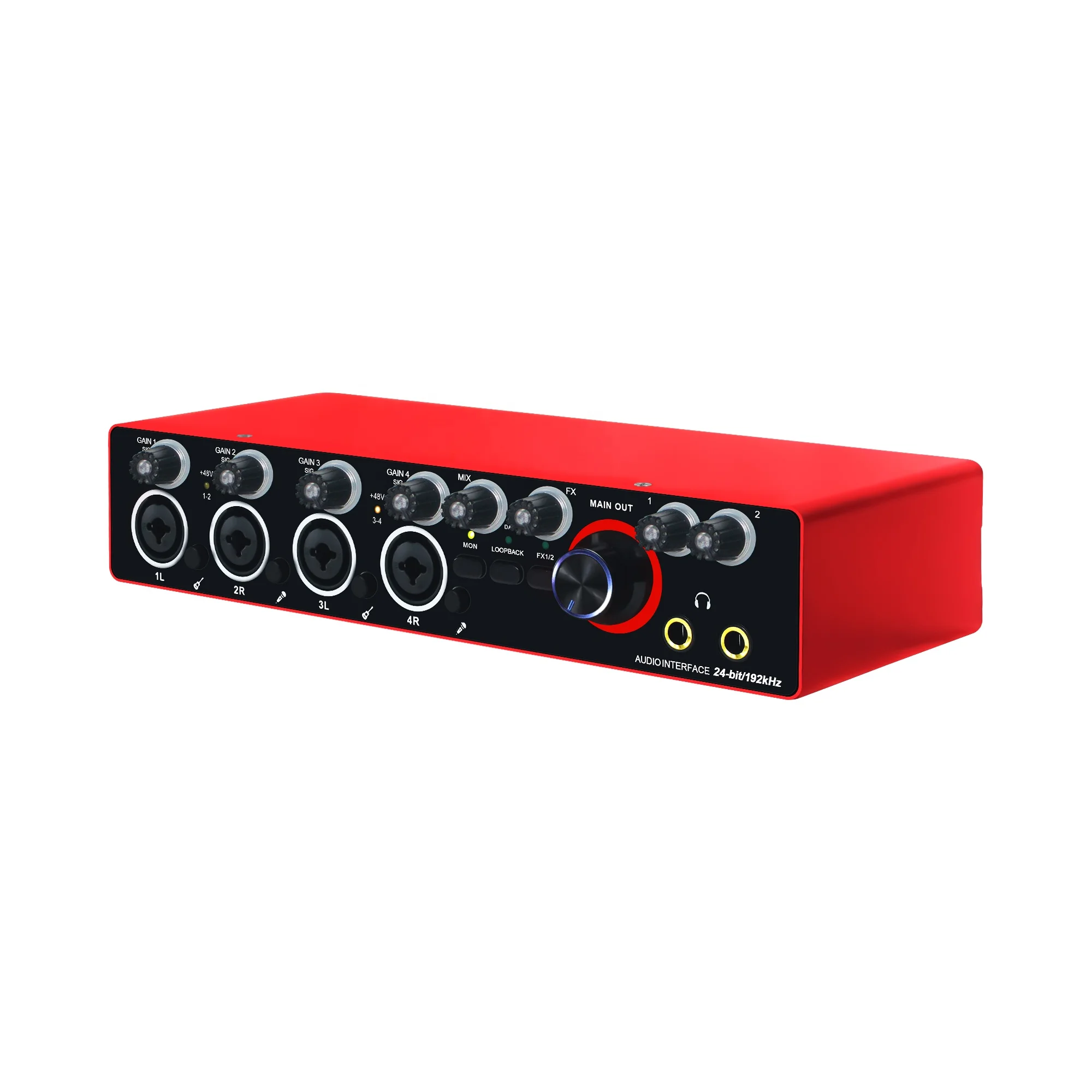 MA01 2-in/4-out USB 2.0 Audio Interface with 4 mic Preamps with 48V Phantom Power -24-bit/ 192kHz for music computer recording