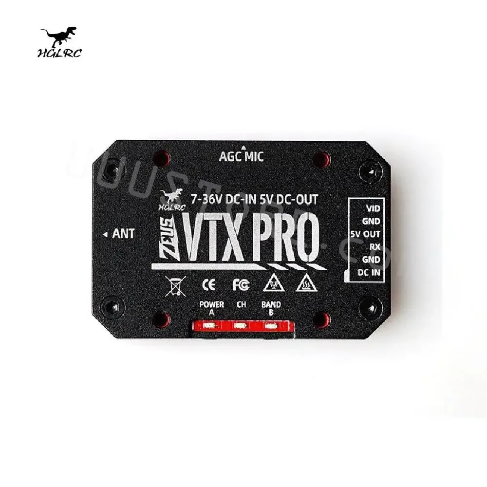 HGLRC VTX PRO 5,8G 40CH FPV Дрон дальнего действия 1,6 Вт Регулируемый микрофон 25 МВт-400 МВт-800 МВт Питмод 7-36 В Встроенный микрофон