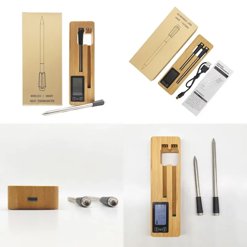 IP68 Intelligent Display Of Bluetooth Food Thermometer Smart Wireless 2-probe Bbq Thermometer