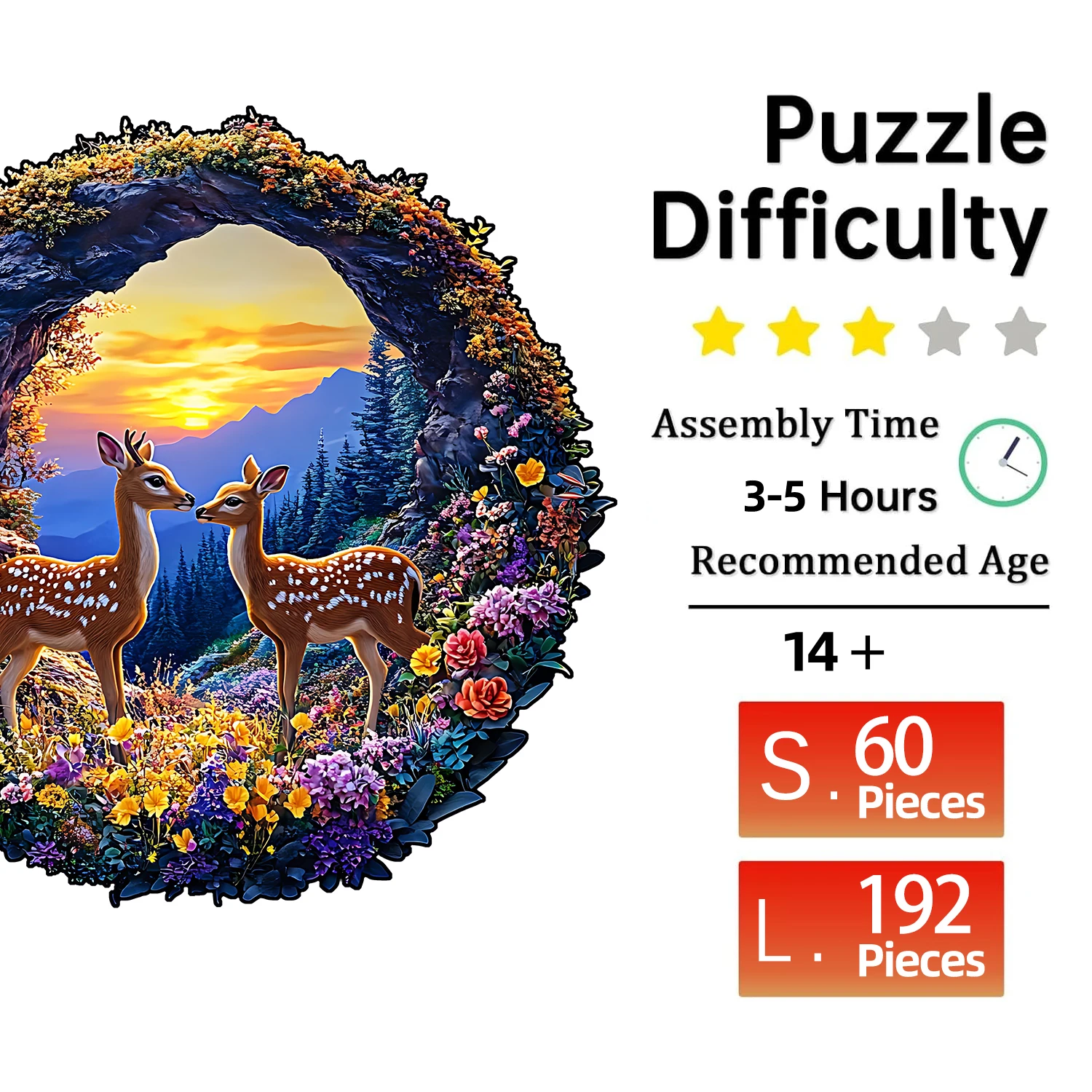 Wooden Puzzle for Adults - Spotted Deer Puzzle, Unique Shape Wooden Jigsaw Puzzles, Modern Art Home Decor, Good Gift Idea