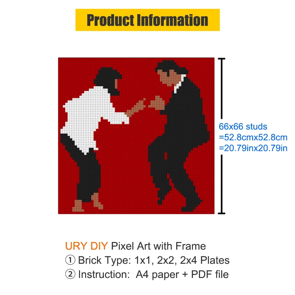 픽셀 아트 펄프 픽션 춤추는 모자이크 팝 스타, DIY 방 장식 세계 유명 영화, 빌딩 블록 장난감 선물, 4000 개 이상
