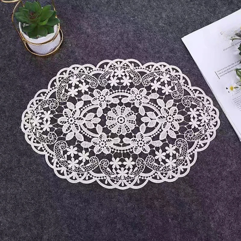 Photography Coffee - Fransız Tarzı Retro Oval Dantel Placemats