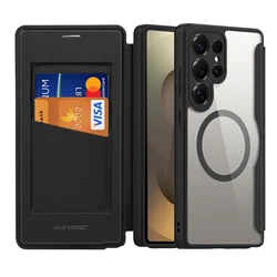 For Magsafe Case Samsung Galaxy S25 S24 S23 Ultra Plus Shockproof Card Pocket Magnetic Wireless Charge Flip Leather Wallet Cover