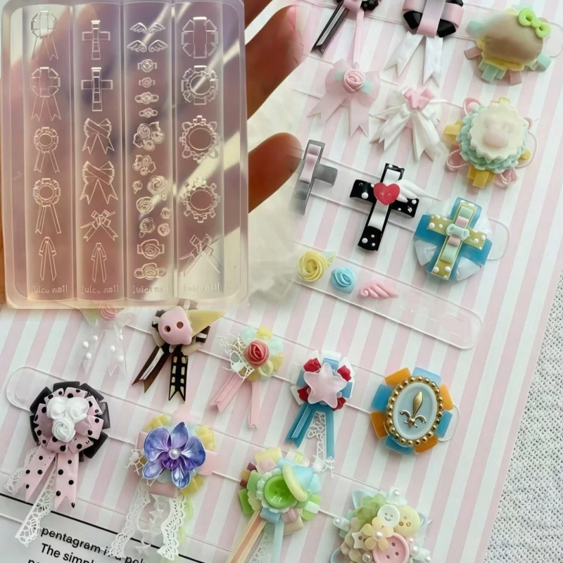 Retro Blumen-Brosche Schmetterlingsknoten Mini-Flügel 3D Geprägte Nagelkunst DIY Zubehör Silikonform für Nageldekoration – Detail 1
