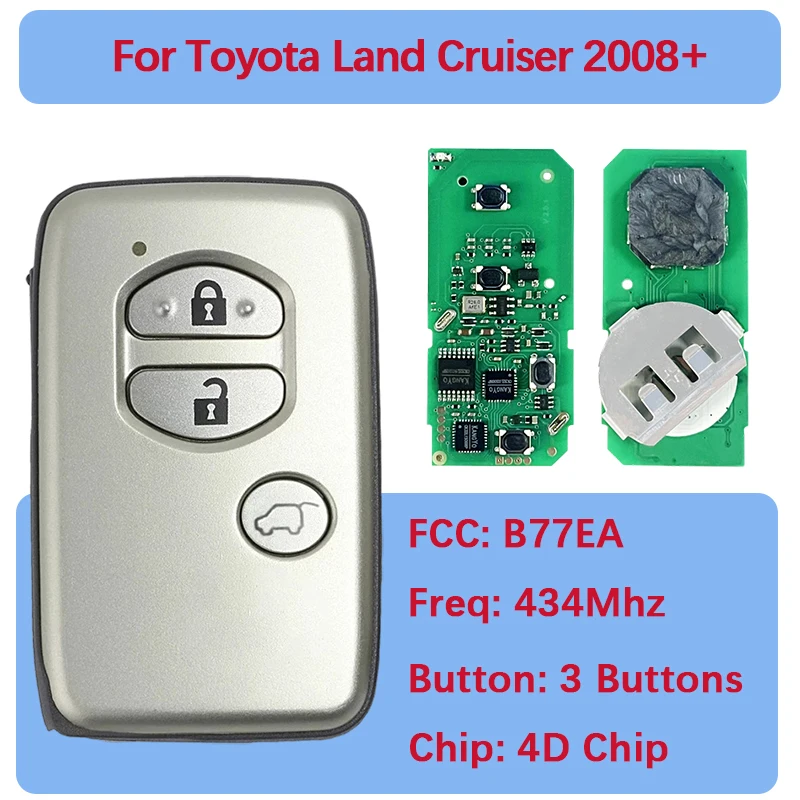 

CN007231 Сменный 3-кнопочный смарт-ключ B77EA P1 98 4D-67 чип 433 МГц 89904-60A91 Go A433 без ключа для Toyota Land Cruiser 2008+