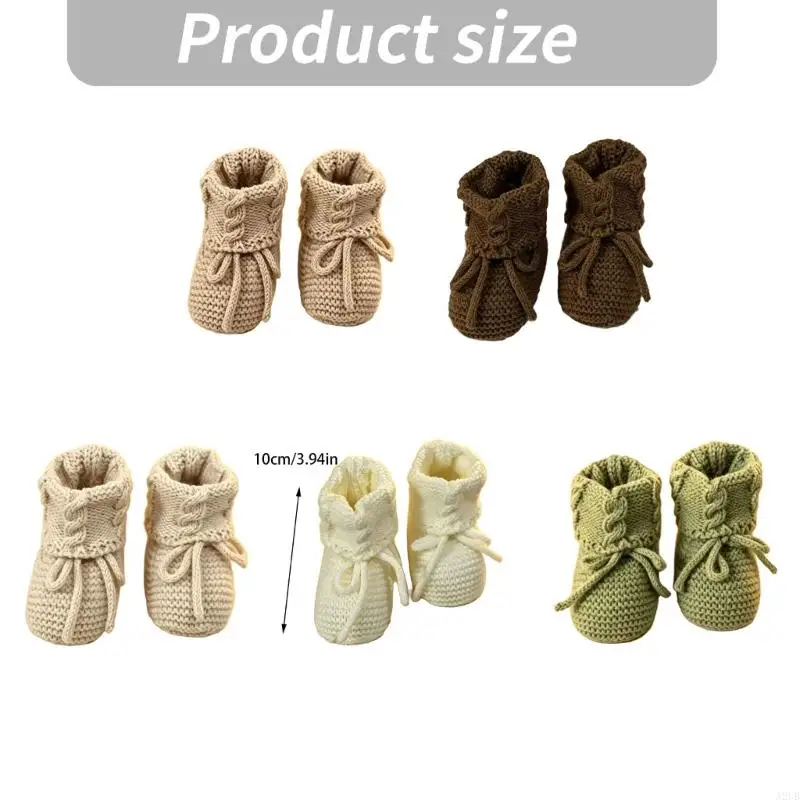 Baby Crib Booties Soft Acrylic Upper Lightweight Tie-Front Infant Footwear for First Step Practice and Daily Wear A2UB