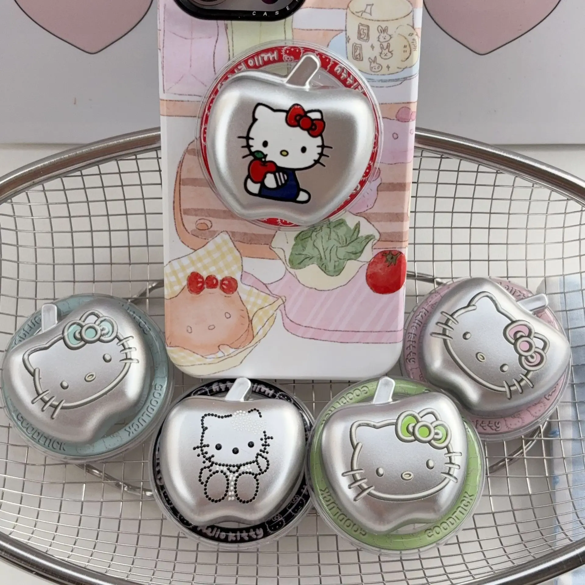 

Korean Cute 3D Cartoon Hello Kitty For Magsafe Griptok Holder Phone Finger Ring Stand Support For iPhone 16 Girl Bracket