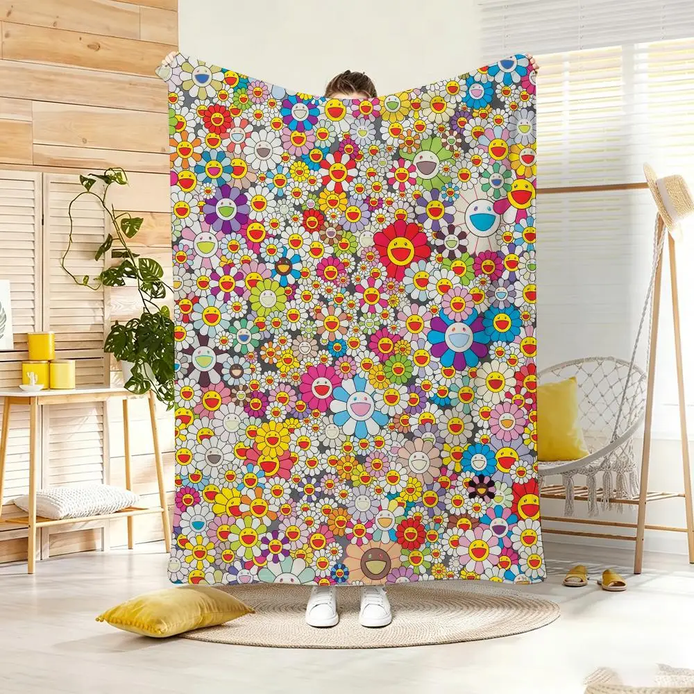 Linda Manta de Franela Ligera de Blanket con Diseño de Takashi Murakami, Suave y Agradable al Tacto, Ideal para el Verano