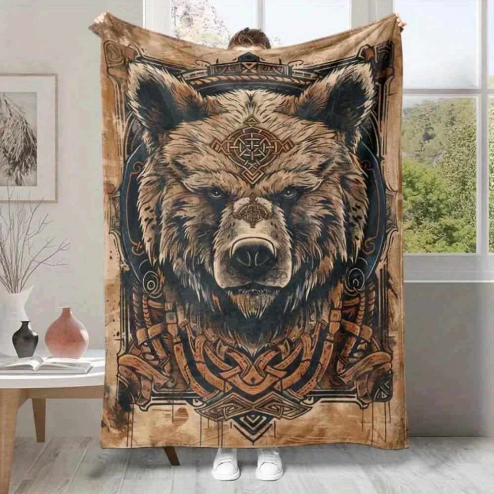 1PC Bear Print Art Blanket Is The Perfect Gift for Naps and Office Chairs for All Seasons Soft and Comfortable