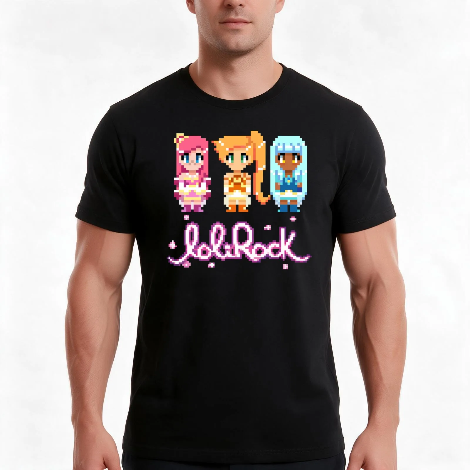 Pixel Lolirock (Transformed) T-Shirt, Summer Casual Cotton Tee, Oversized Streetwear Tops, Vintage Graphic Print, 100% Cotton