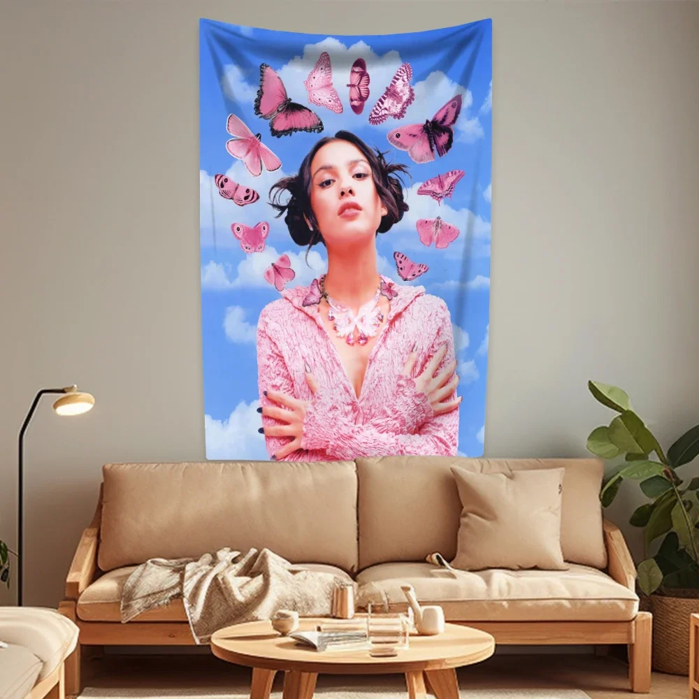 

American Pop Singer Olivia Tapestry Rodrigos Home Decoration Aesthetics Wall Hanging Bedroom Dormitory Backdrop Birthday Gift