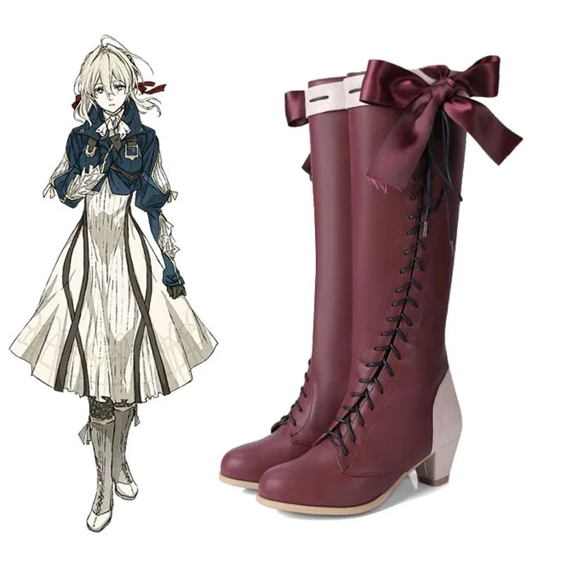 Violet Evergarden Cosplay Shoes Violet Evergarden Boots Customer Size Made Anime Cosplay Wig Props