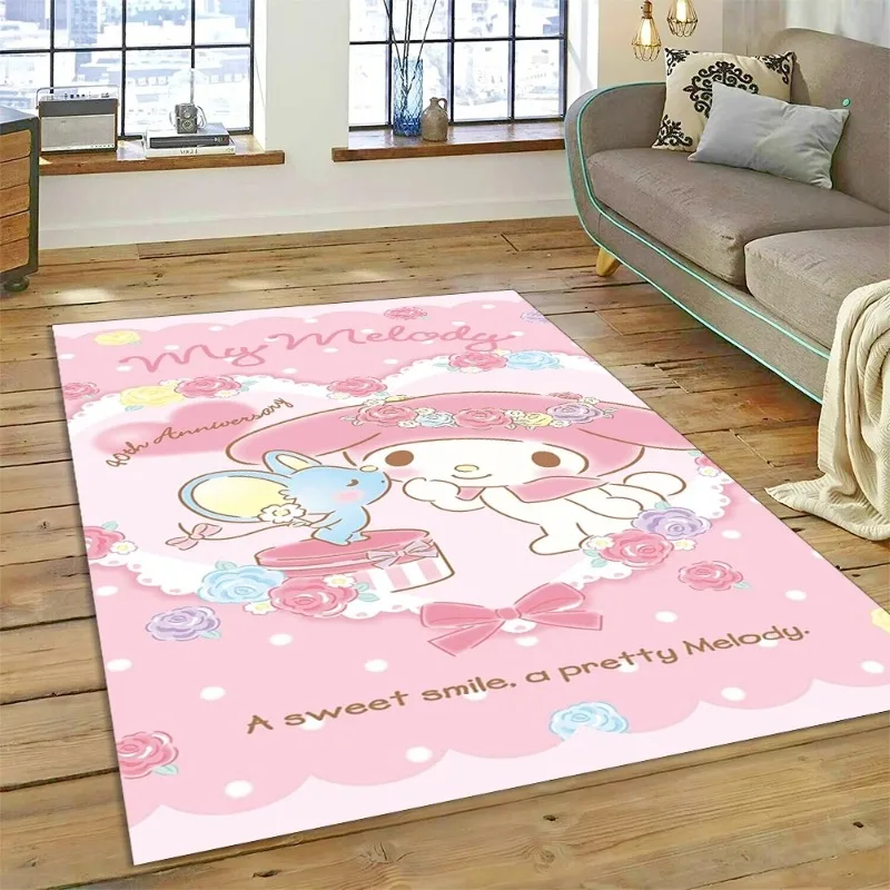 

Melody Melo Kawaii Sanrio Carpet for Bedroom Living Room Home Sofa Kids Large Kitchen Decor Floor Mat HD Home Decoration Rugs