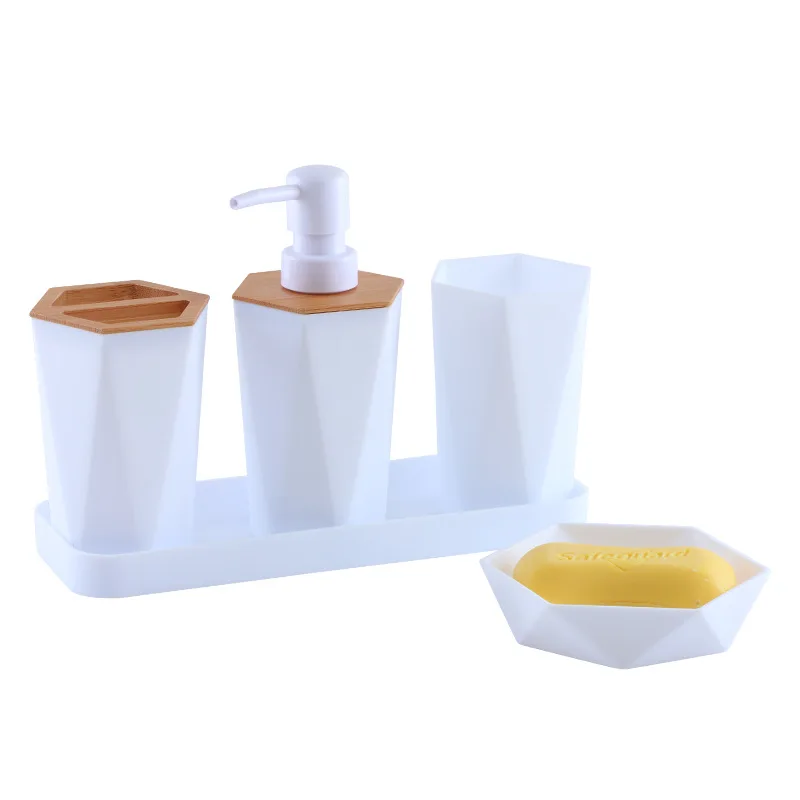 5 Piece Set Of Bathroom Set Plastic Bathroom Items Toothbrush Holder Soap Box Bathroom Storage And Toiletry Set