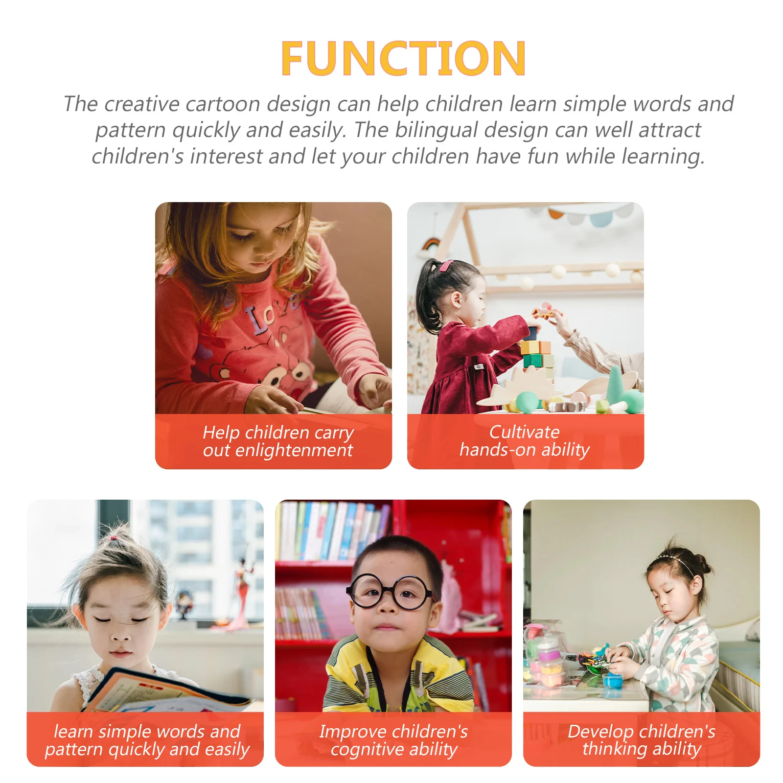 1 pezzo di apprendimento dell'inglese che parla poster grafico bilingue grafico di apprendimento per bambini con audio educativo per bambini