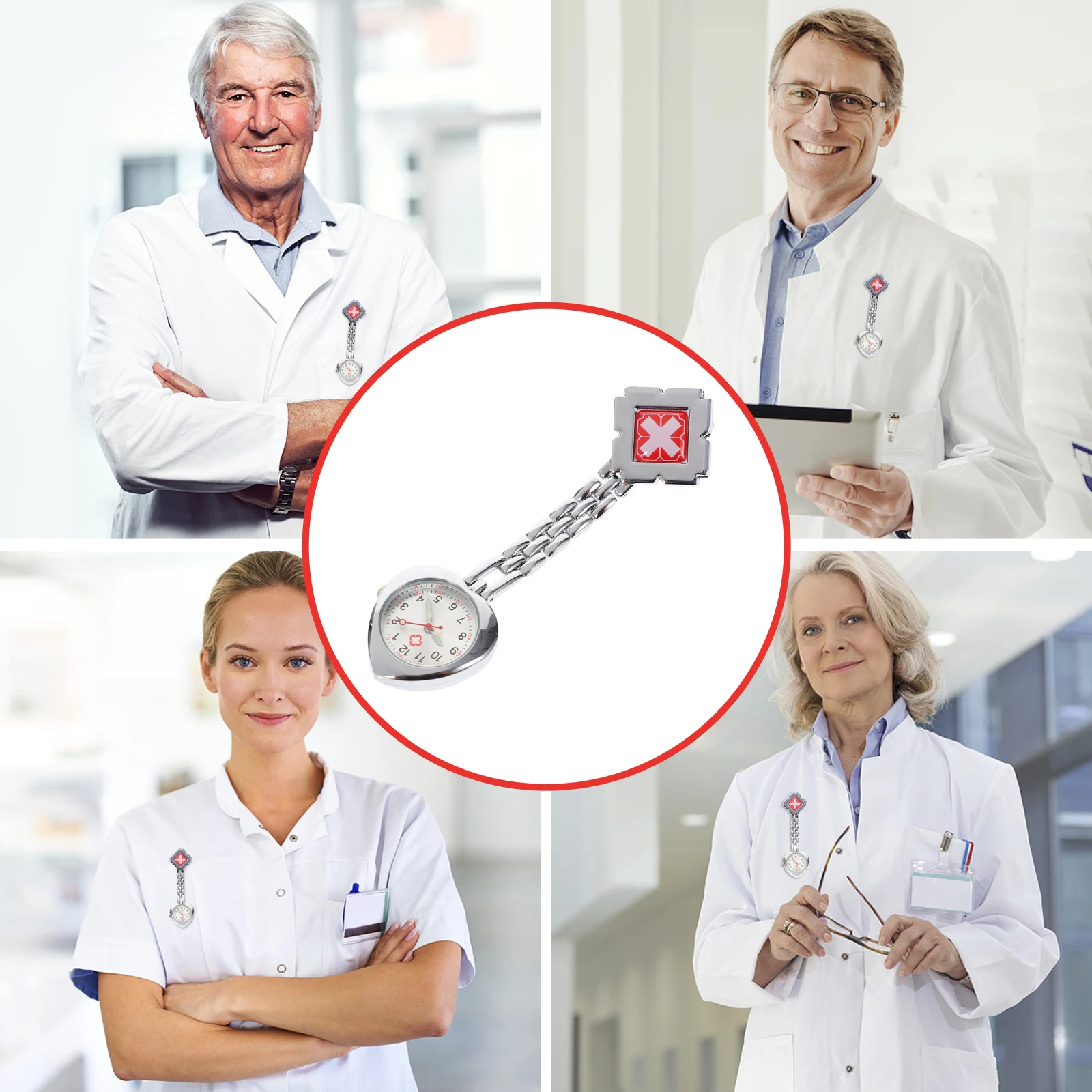 

1pc Medical Chest Watch Durable Alloy Clip-On Luminous Pointer Pocket Watch For Nurses Doctors Elegant Decoration