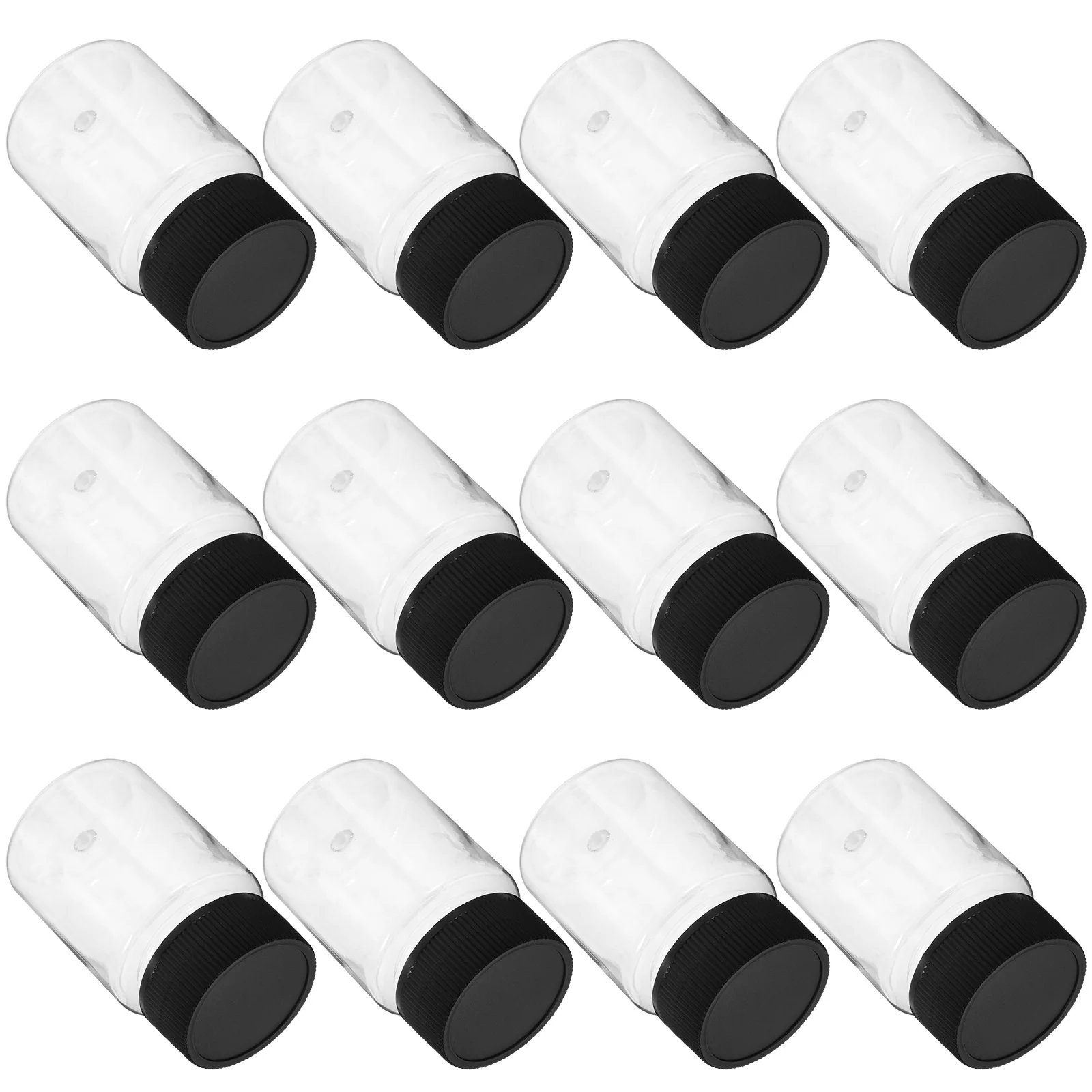 

12 Pcs 50ml Black Cap Wide Mouth Sampling Bottles Small Plastic Lab Containers Vials Bottle Alcohol Dispensers Travel