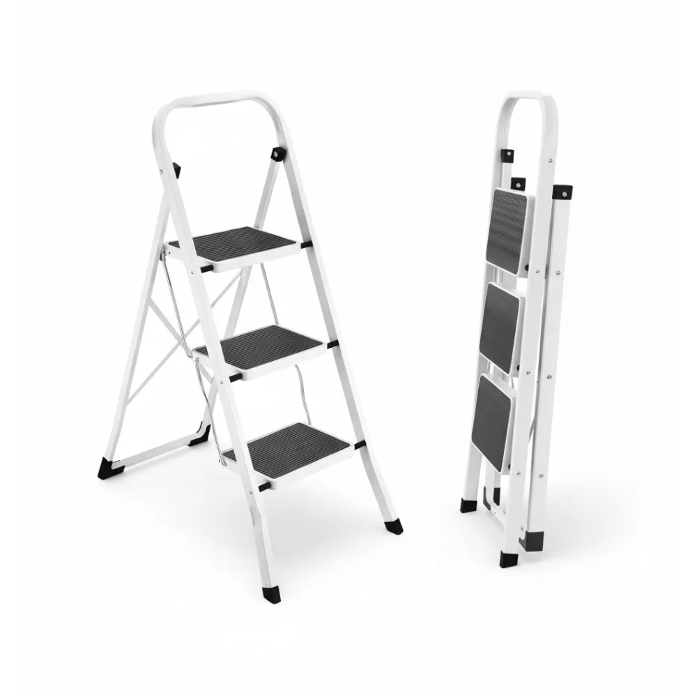 

Складной табурет-ступенька с противоскользящей педалью, емкостью 330 фунтов для кухни и домашнего использования, белый