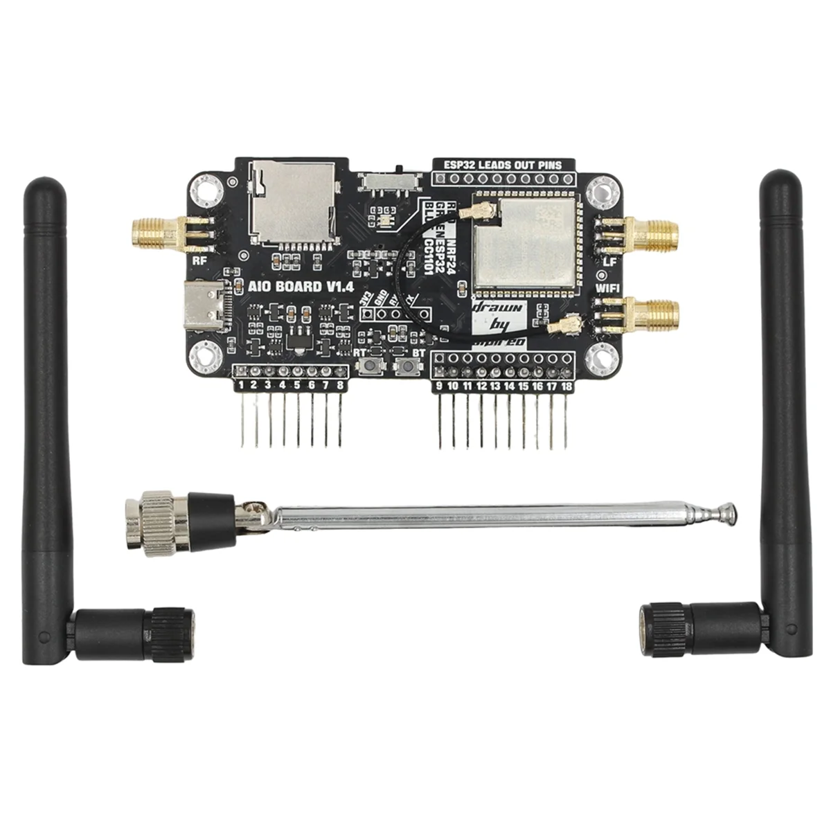 For Wifi 3-In-1 Expansion Board NRF24+ESP32 Expansion Module 40mhz-6ghz Signal Sending Receiving Distance