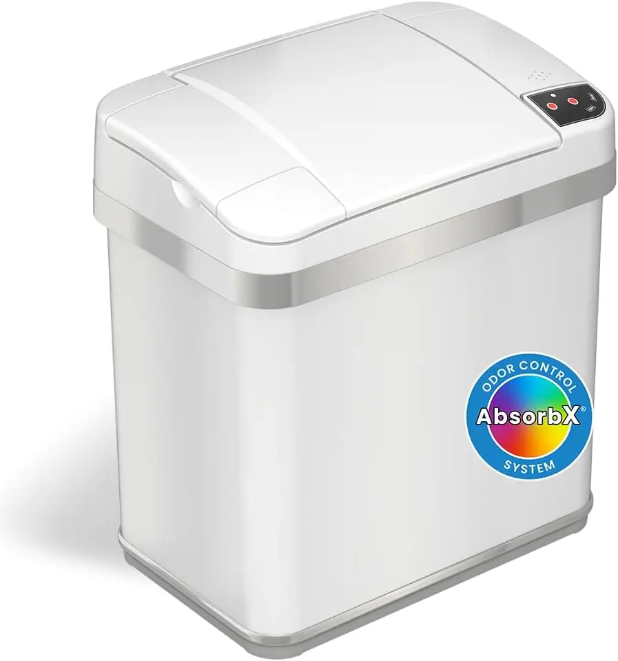 

2.5 Gallon Motion Sensor Trash Can with Odor Filter, Touchless Automatic Lid, Stainless Steel, Bathroom Kitchen Office