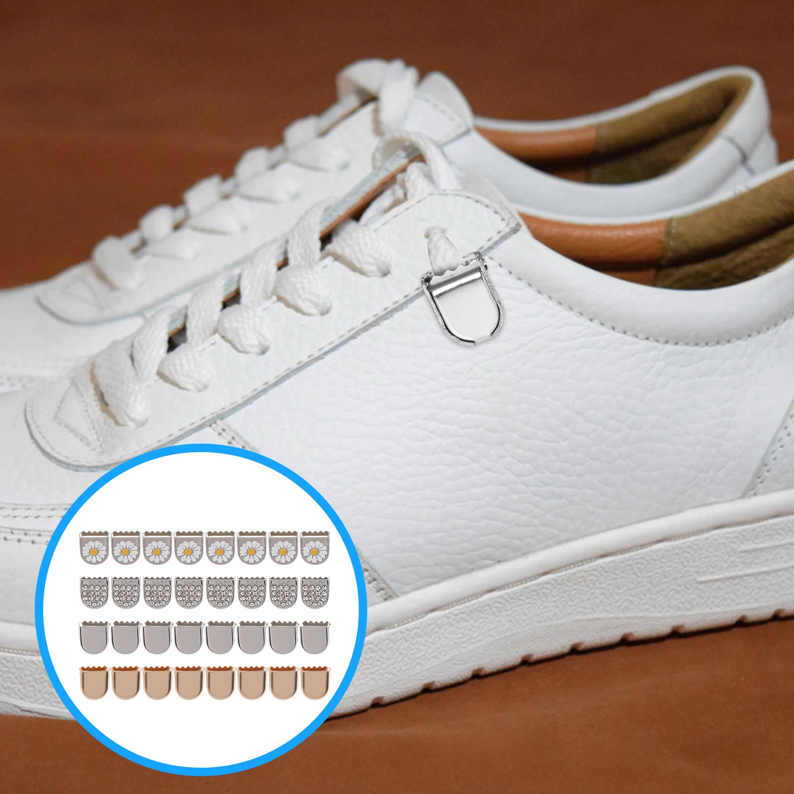 

32 pcs Tying Shoelace Buckle Durable Iron Lace Locks for Shoes Reusable Sneaker Clips Shoe Lace End Clips Ends