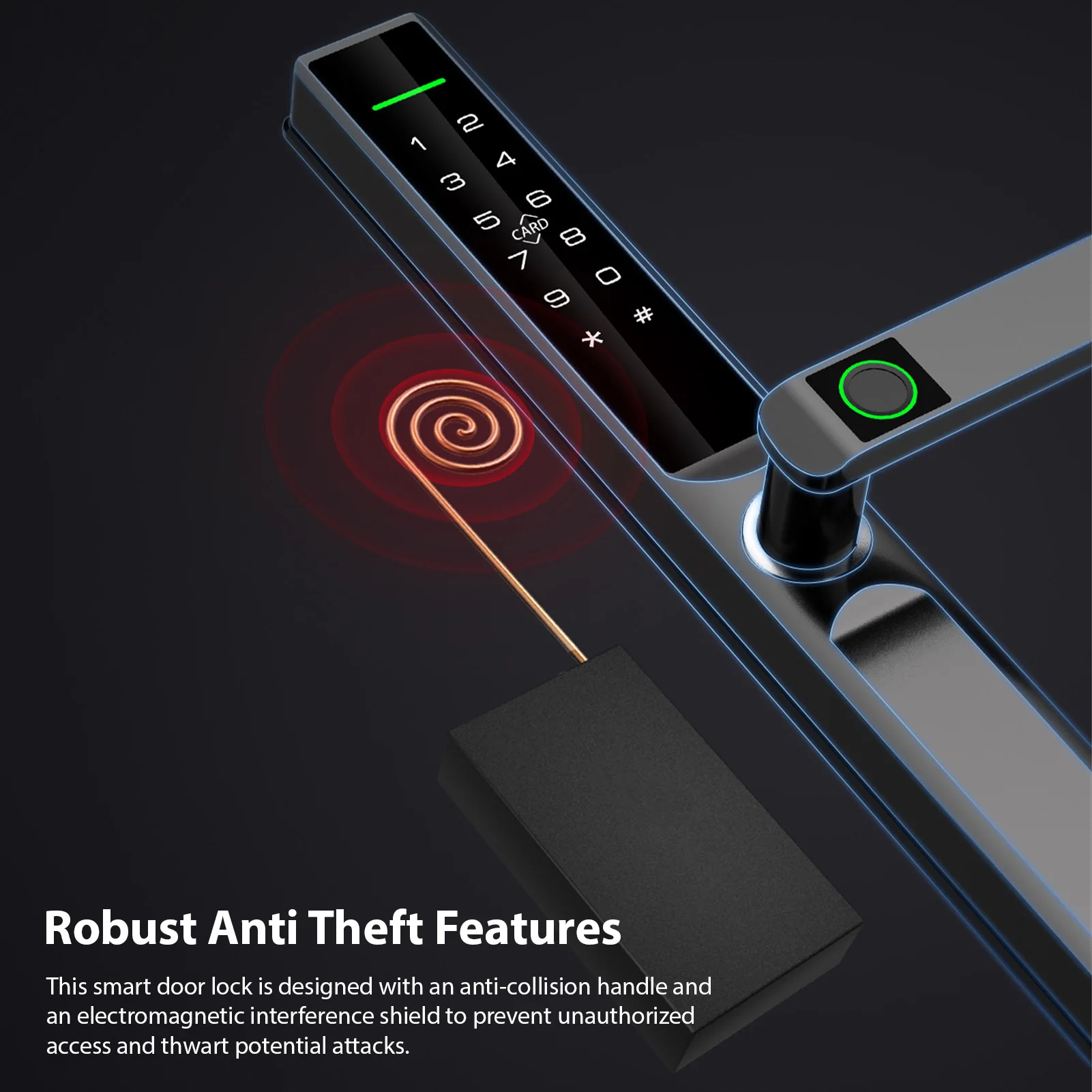 Serratura intelligente WiFi Serratura per porta d'ingresso senza chiave APP TY/impronta digitale/password/scheda/chiave meccanica 5 metodi di sblocco Serratura per porta in alluminio