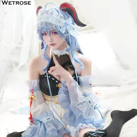 【Wetrose】In Stock Ganyu Maid Cosplay Costumes Genshin Impact Leather Latex Full Set Wig Fanart Doujin Gan Yu