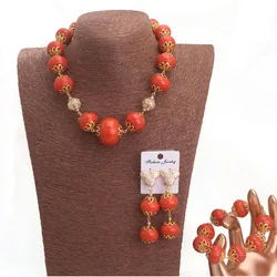 4UJewelry Simple Design Pressed  Beads African Nigerian Necklace Jewelry Set 2024