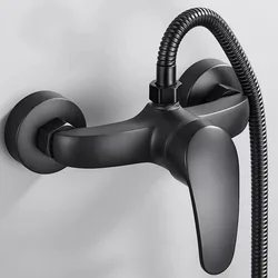 1PC New Brass Black Bathtub Faucet Bathroom Handheld Shower Tap Hot and Cold Mixer Faucet Wall Mounted