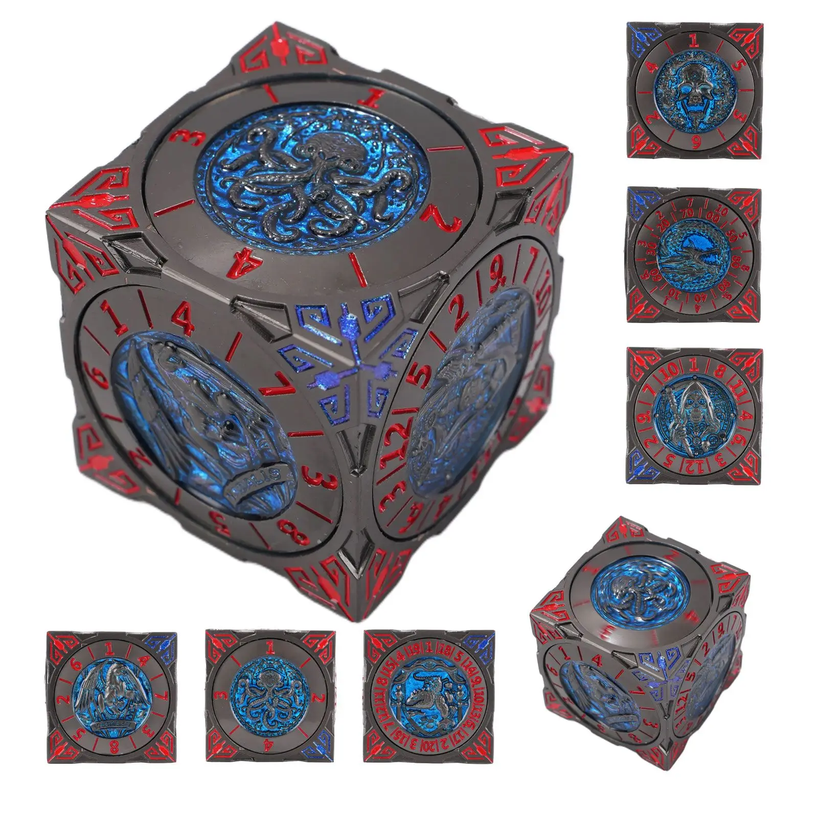 

7 in 1 Metal Roulette Spinning DND Dice for Dungeons and Dragons RPG Mechanical Compass Rotating Fingertip Gyro Dice Accessories