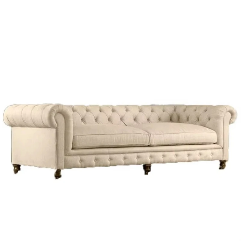 Sofá de tecido de escritório moderno conjunto de sofá chesterfield de 3 lugares para sala de estar
