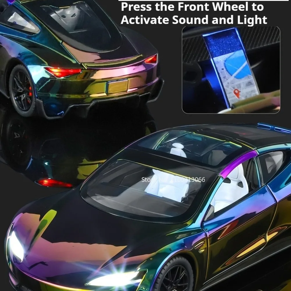 1:24 لعبة سيارات رودستر روبوتاكسي نموذج مصغر سبيكة دييكاست موسيقى خفيفة مركبات عجلة امتصاص الصدمات سيارة عنصر قابل للجمع #3