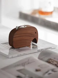 Creative Toothpick Holder Walnut Wood Toothpicks Box Push-type Cute Elephant Shape for Table Decorative Accessories
