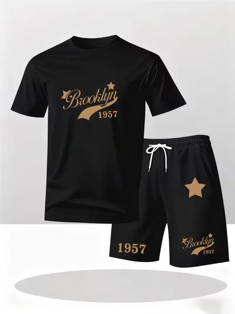 

Summer men's Business casual T-shirt set, quick drying short T-shirt shorts set, suitable for daily wear in a two-piece set